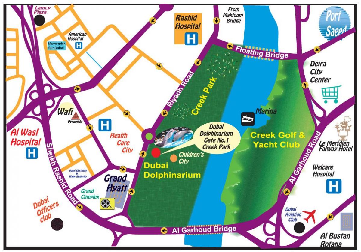 Pokaz delfinów w Dubaju lokalizacja na mapie