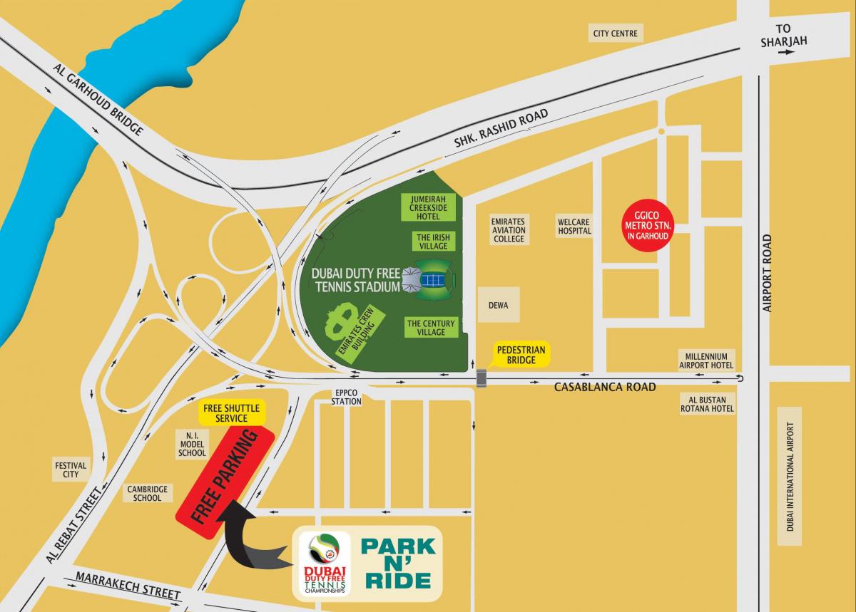Dubai duty free tennis lokalizacja stadionów na mapie