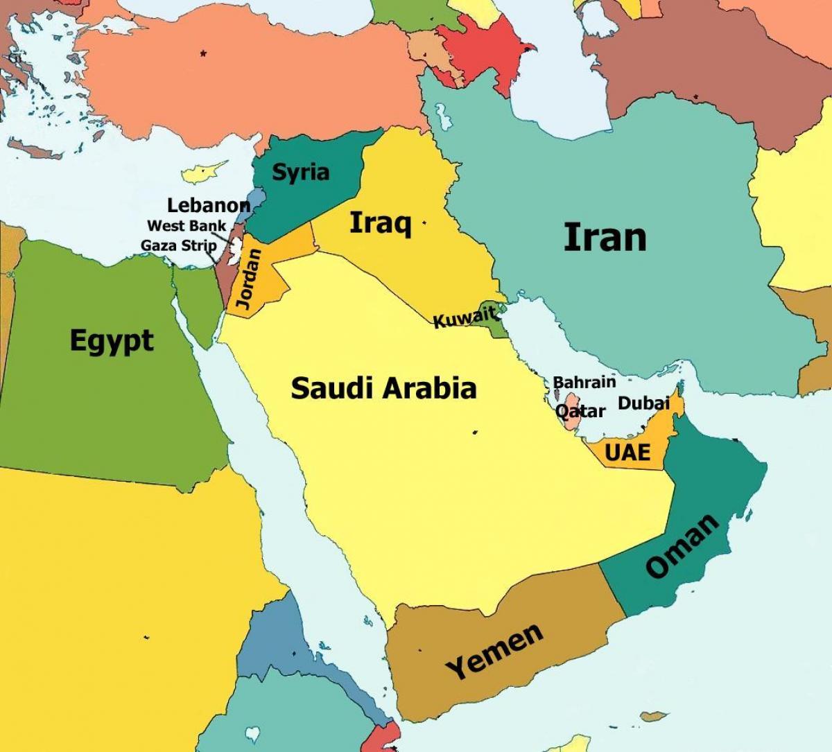 Dubaj mapa Bliskiego Wschodu