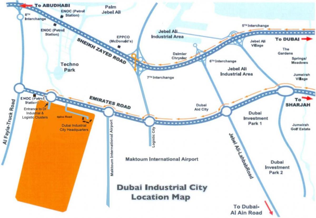 mapa Dubaju miasto przemysłowe