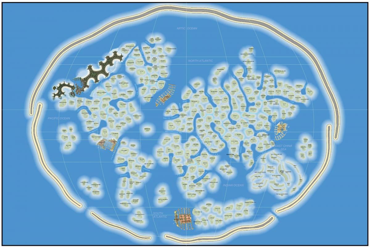 mapa świata wyspa w Dubaj