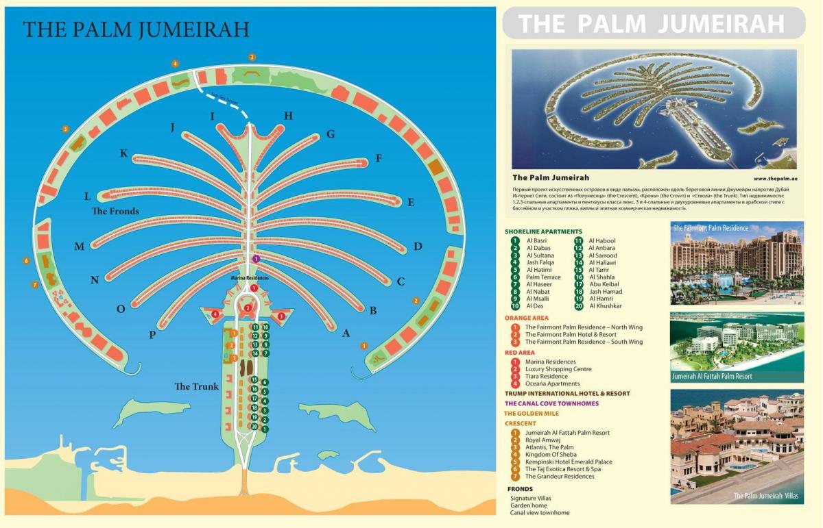mapa Palma Jumeirah, Dubaj