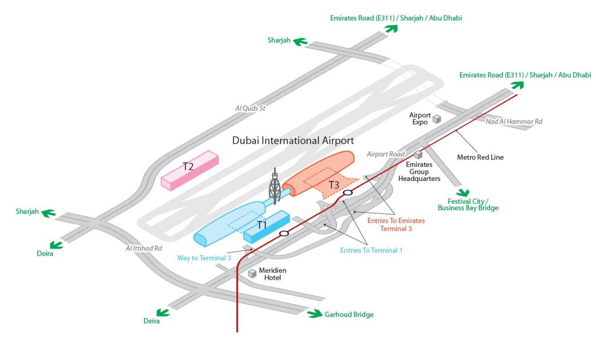 lotnisko w Dubaju mapie