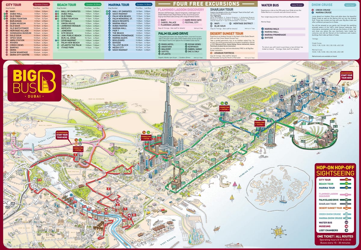Dubaj mapa z atrakcjami turystycznymi