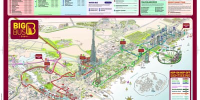 Duży czerwony autobus Dubaj mapa