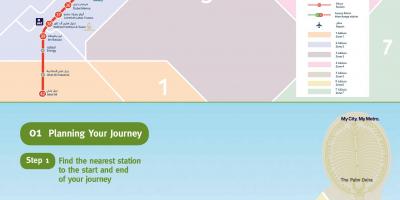 Mapa metra w Dubaju zielona linia