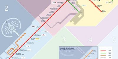 Dubaj mapa metra z tramwajem